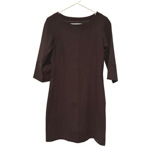 Theory Womens Brown 3/4 Sleeve Sheath Dress Size 10 Career Quiet Luxury
